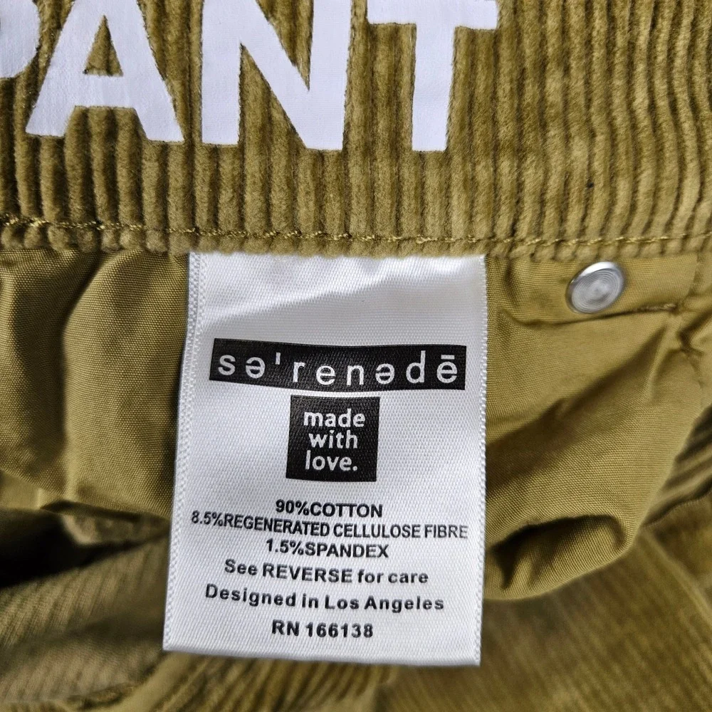 SERENEDE Mens Fitted Corduroy Pants 30 Mustard Yellow Gold Slim Stretch RN166138